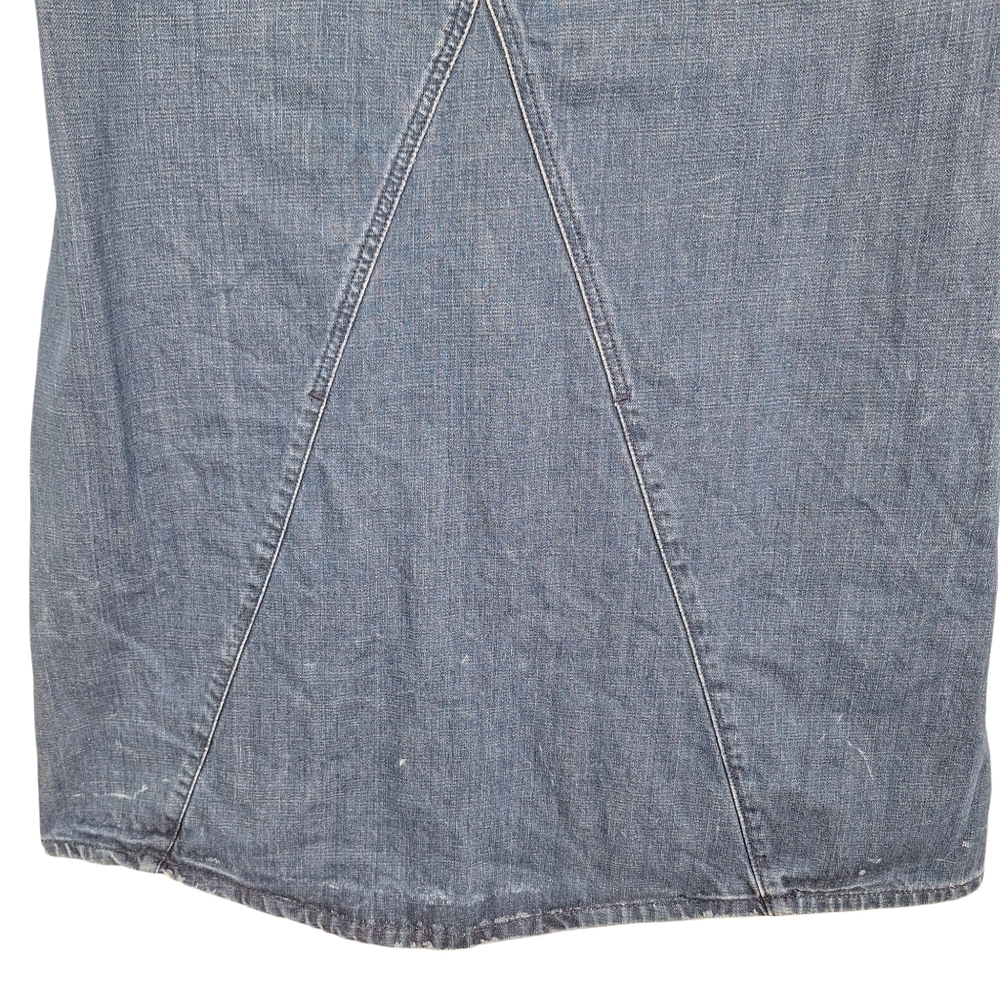 Vintage Orange Label Levis Medium Blue Wash Distressed Denim Maxi Skirt 7 - Picture 10 of 11